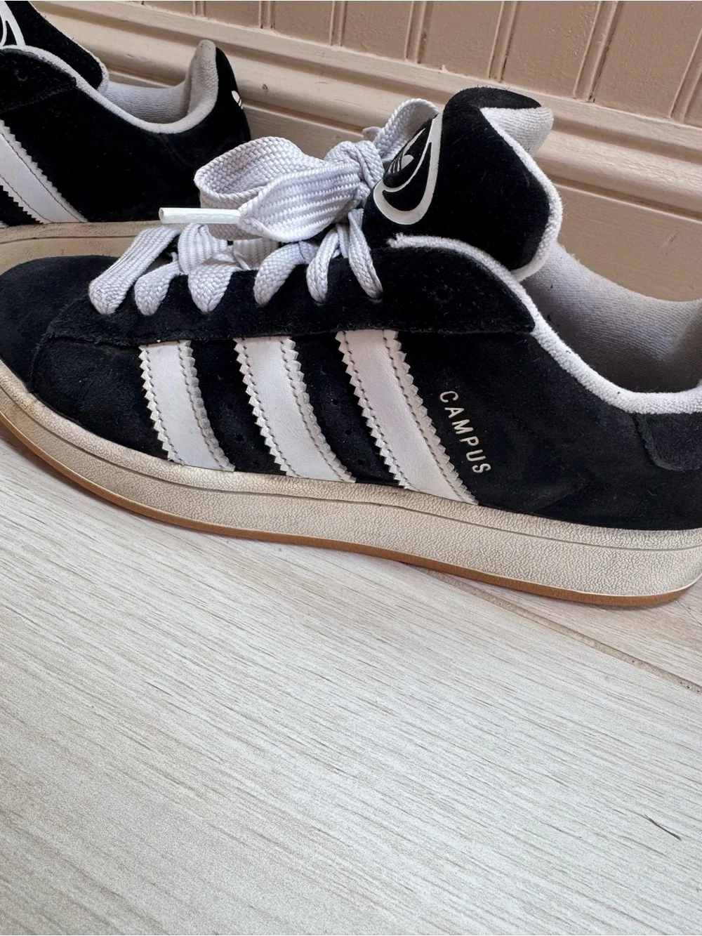 campus adidas women’s Black & White Suede Campus Sneakers